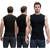 KISTA 3 Pack Men's Sleeveless Workout Shirts, Dry Fit Running Compression Cutoff Shirts, Athletic Base Layer Tank Top