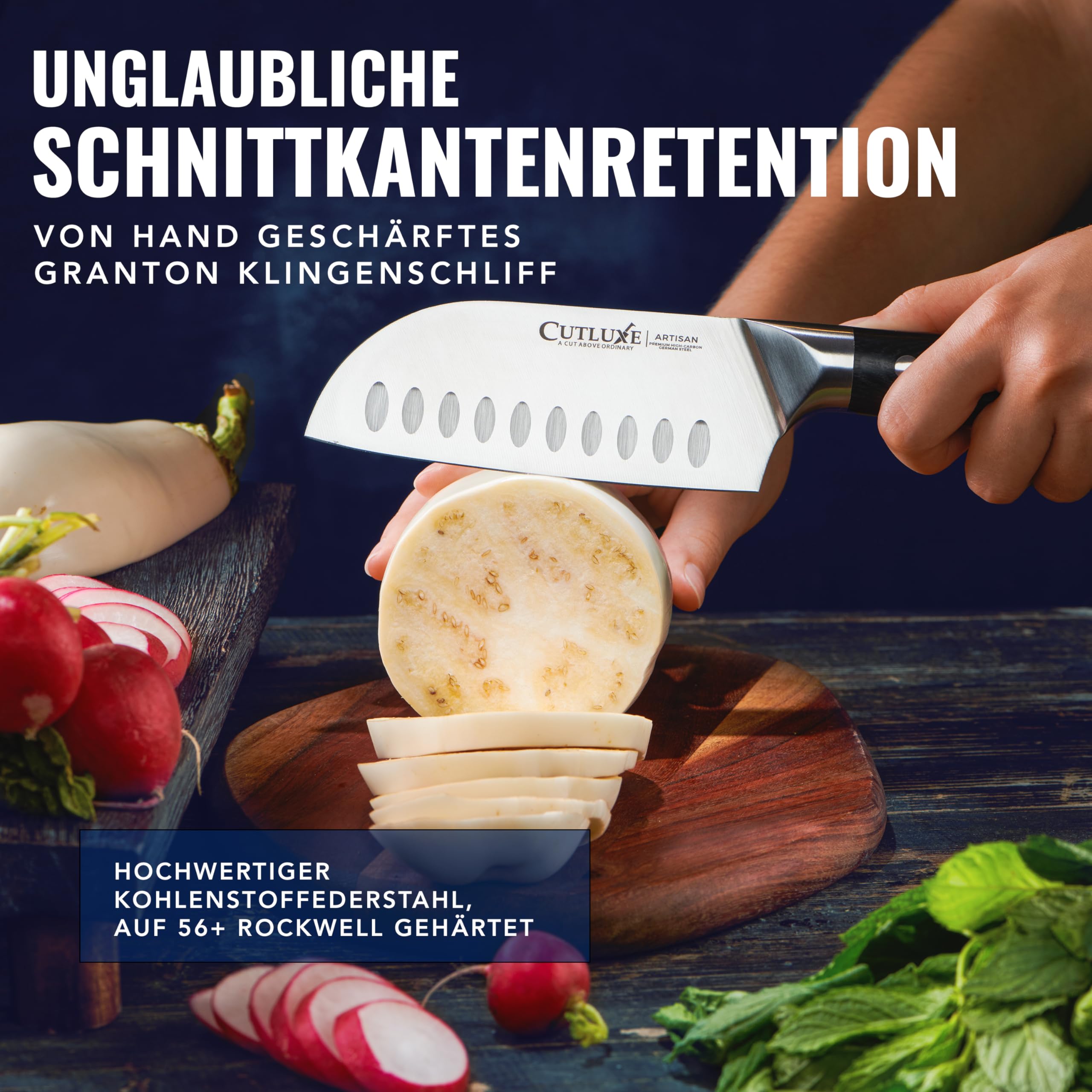 Cutluxe Santoku Messer 13cm – Fischmesser Fleischmesser Sushimesser Küchenmesser – Deutscher Schmiedestahl, Extrem Scharf, Ergonomisches Design 5