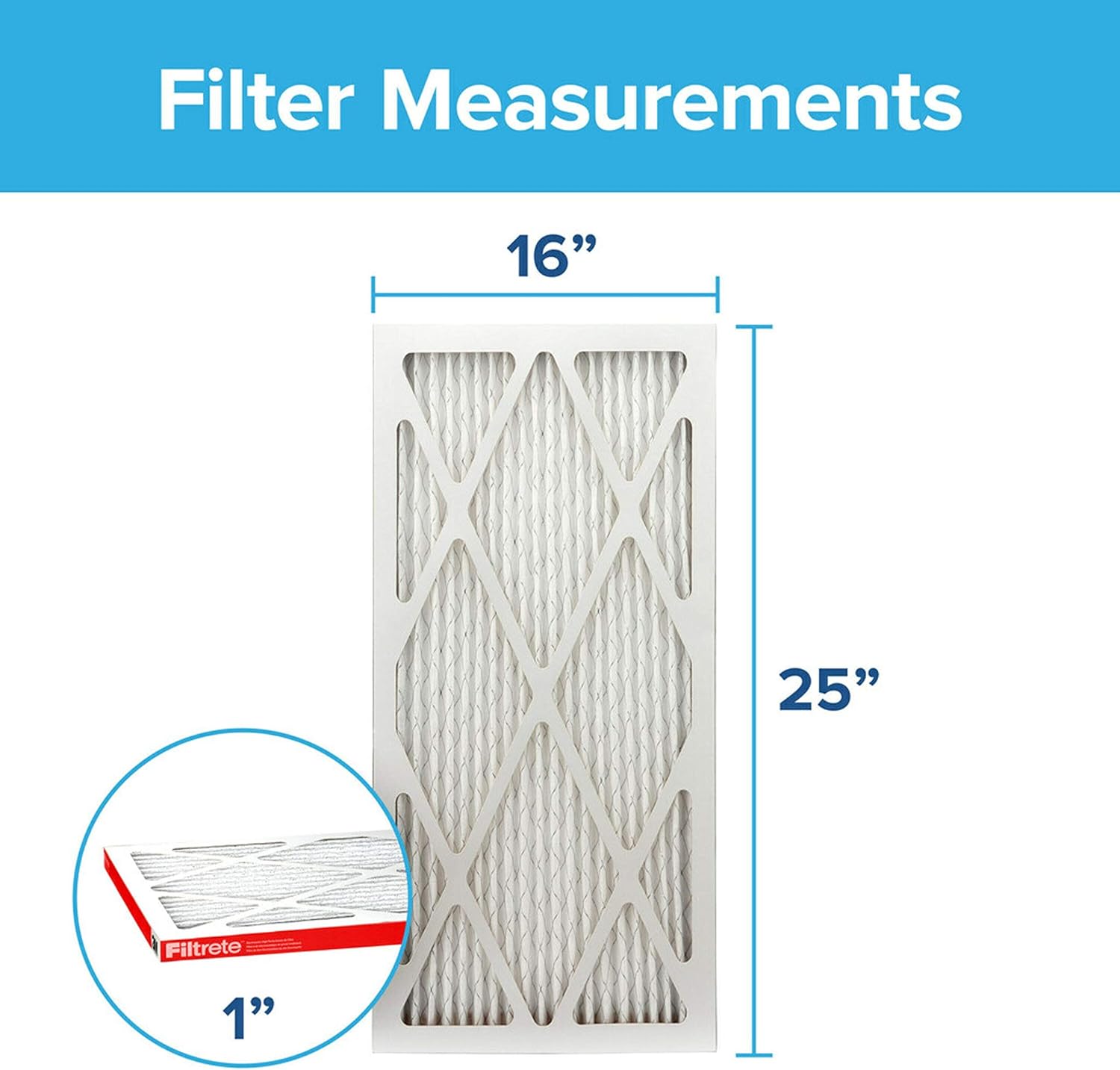 Filtrete 16x25x1, AC Furnace Air Filter, MPR 1000, Micro Allergen Defense, 6-Pack (exact dimensions 15.69 x 24.69 x 0.81) - - 