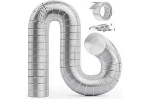 HOOMESUN 4 Inch 8FT Semi Rigid Dryer Vent, Flexible Aluminum Dryer Vent Hose with Clamps, 3.9 Mil Aluminum Foil Tape for HVAC Ventilation, Duct Fan Systems