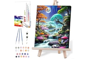 MIRCVSH Moon Forest Paint by Numbers Kits for Adults Beginners-Plant Paint by Number for Adults with Wooden Framed,Paint by Numbers for Adults Home Wall Decoration and Gifts 12X16 inch
