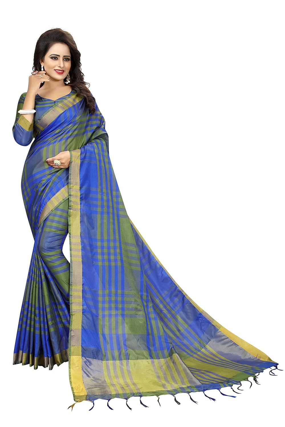 perfectblue cotton saree with blouse piece