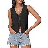 IEEILULU Crochet Vest Tops for Women - Womens Sleeveless Knit Sweater Vests Summer Casual Tie Front Top Cute Tank
