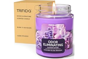 TRINIDA Lavender & Lilac Blossom Odor Eliminating Candles for Home Scented, Eliminates 99% of Pet, Smoke, Food and Other Smells Quickly, Highly Fragranced Candle, Premium Soy Candles Set for Women
