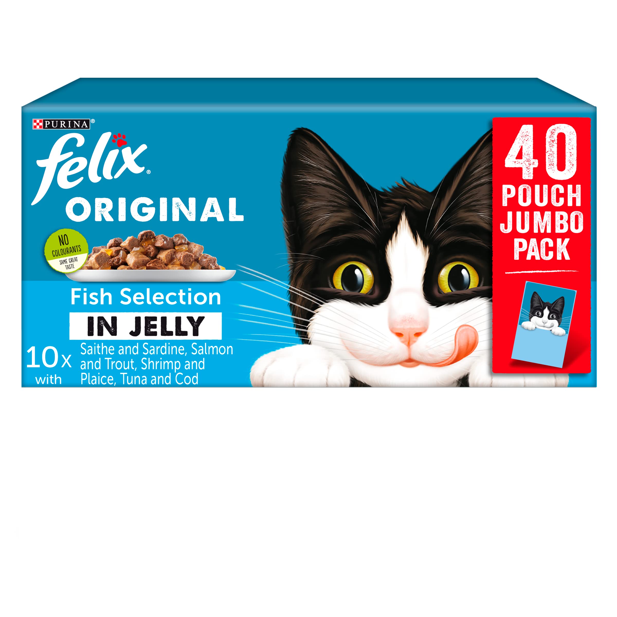 Felix Fish Selection in Jelly Wet Food Pouch, 40 x 100g, Transparent