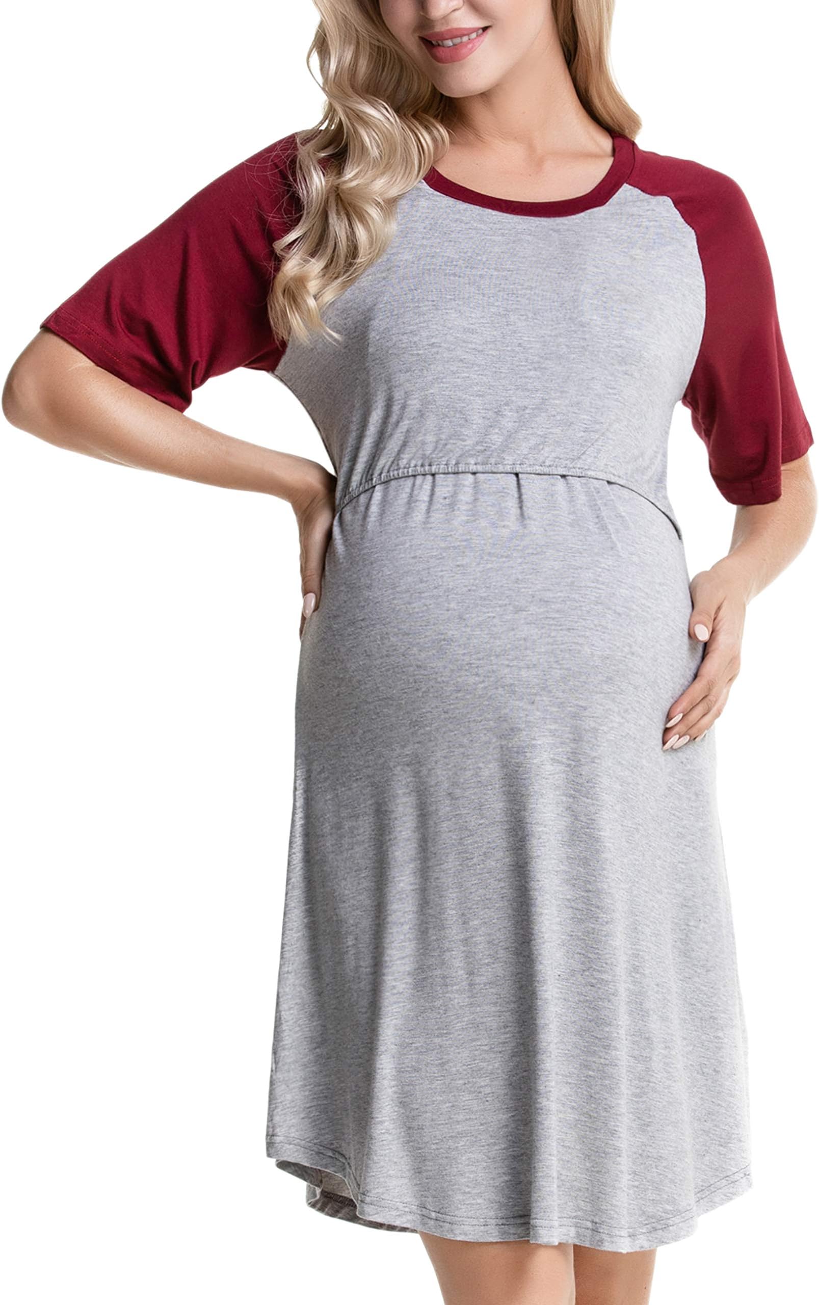Womens Maternity Dresses Nursing Nightgowns Breastfeeding Nightshirts for Sleepwear