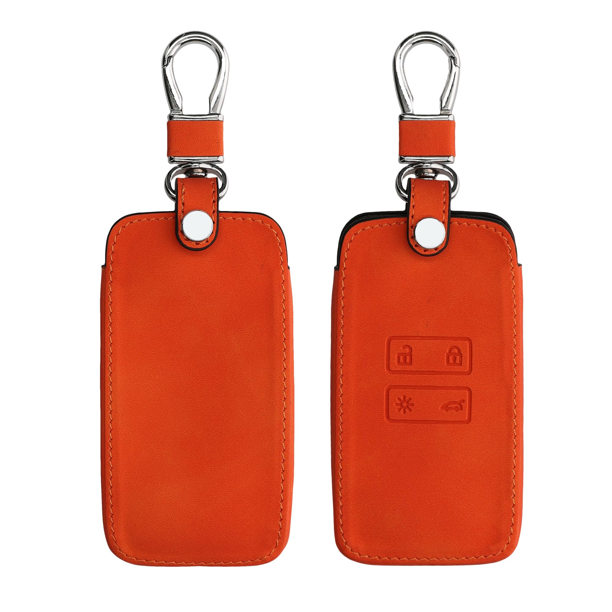 kwmobile Car Key Cover Compatible with Renault 4 Button Car Key Smart Key (only Keyless Go) - Synthetic Nubuck Leather Fob Cover - Orange
