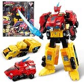 QUANTUM HEROES DINOSTER Transforming Toys, 2-in-1 Robot Raptor Tron | 7.48-inch Action Figure Children's Robot Toy, Cool Transforming Toys for Boys and Girls Age 5+, Red and Yellow