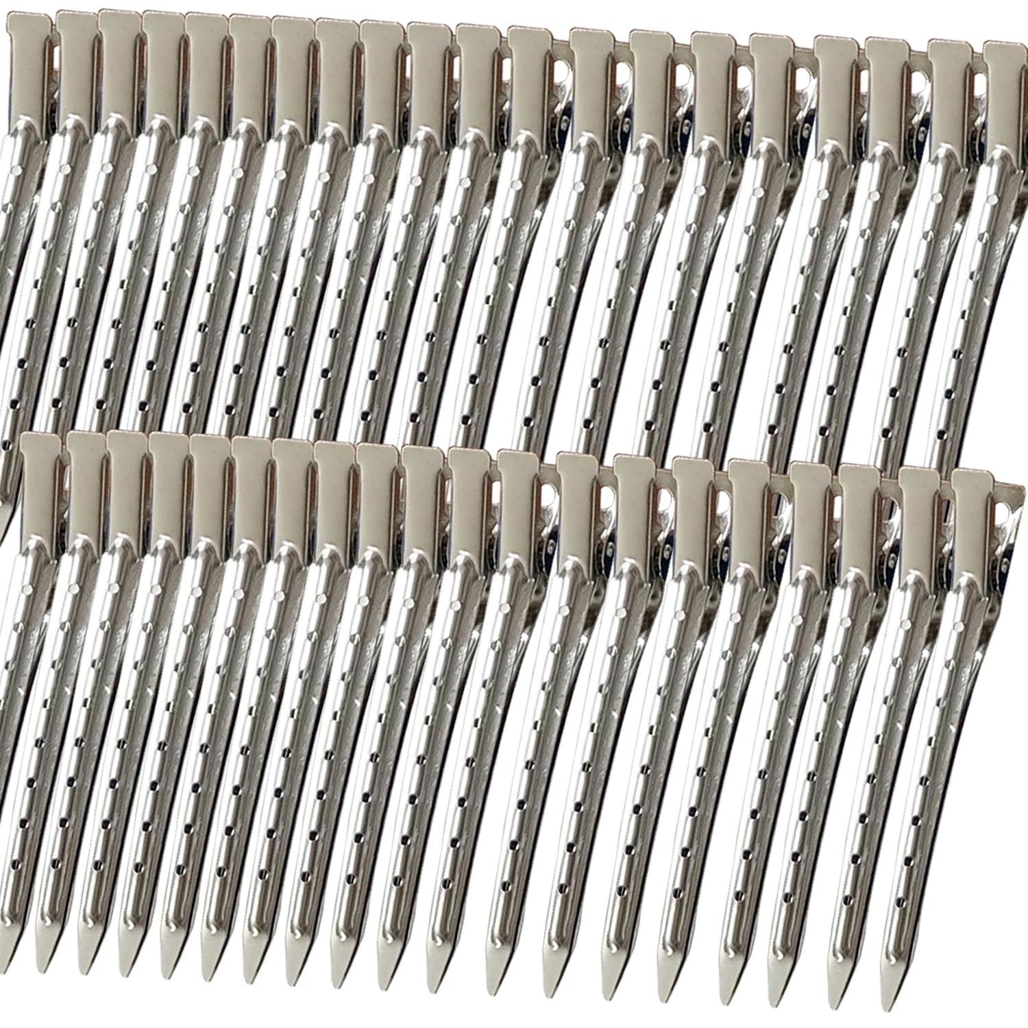 Photo 1 of 23PCS 3.5 Inch Duck Billed Clips,Metal Alligator Curl Hair Clips with Holes for Styling, Coloring, Thick Hair Rollers, Salon Use,Alligator Clips for Women for Thick Hair & Thin Hair,Silver