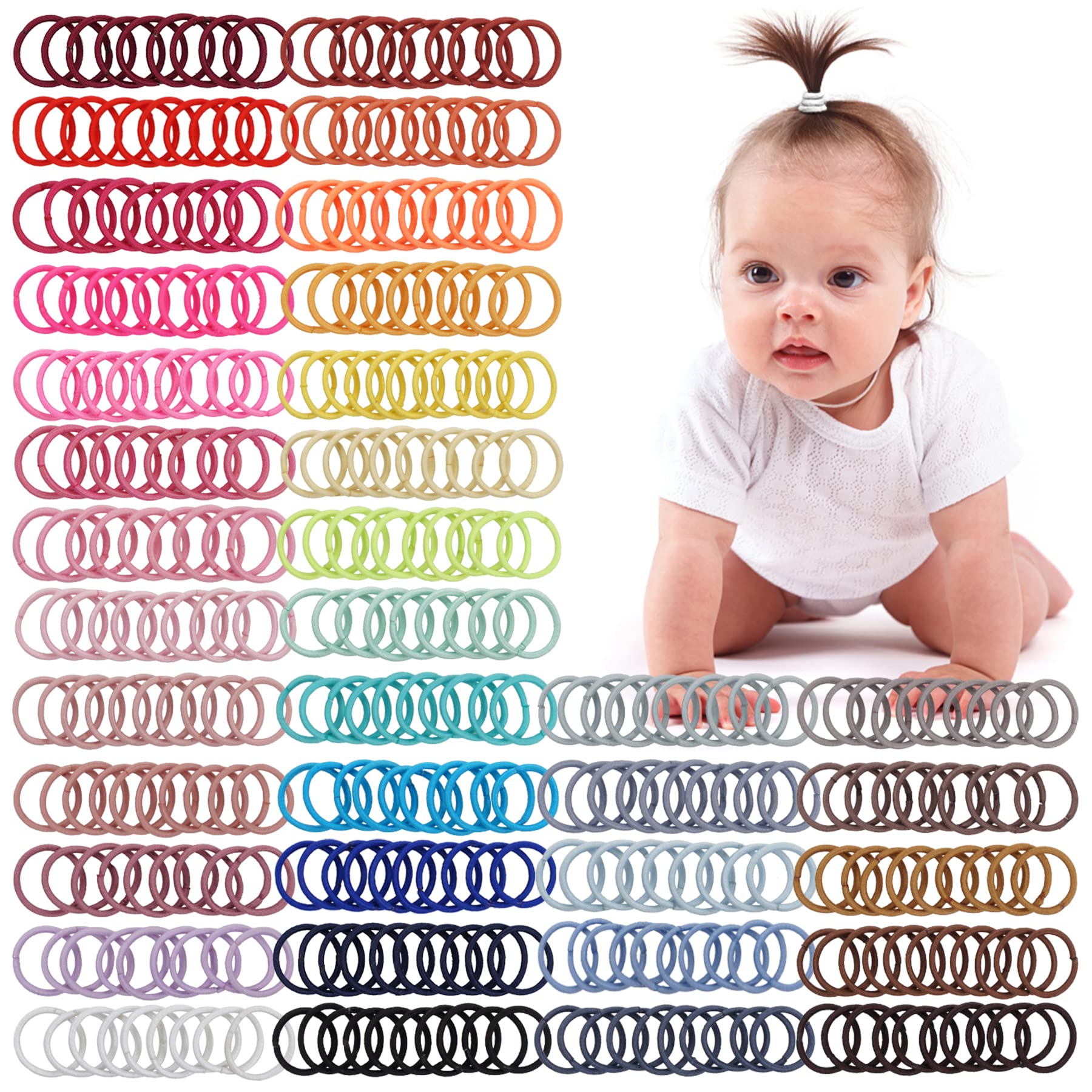 JOYOYO 360 Pcs Baby Hair Ties Multicolor Hair Ties for Toddler Girls Small Size Hair Bobbles 2 cm, Elastic Hair Bands Hair Accessories for Baby Girls