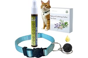 ROLLERPAWSTER Essential Oil Cat Calming Collar, Stress and Anxiety Relief, with Natural Lava Rock Diffuser Pendant, Cat Urine Pee Prevention, Breakaway, Pet Safe Collar, Vet & Naturopath Approved (Niaouli)