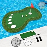 KEMLDIVS Floating Golf Green for Pool, Patented Pool Golf Game Floating Mat | Patented Shape, Pool Golf Chipping Game with Ba