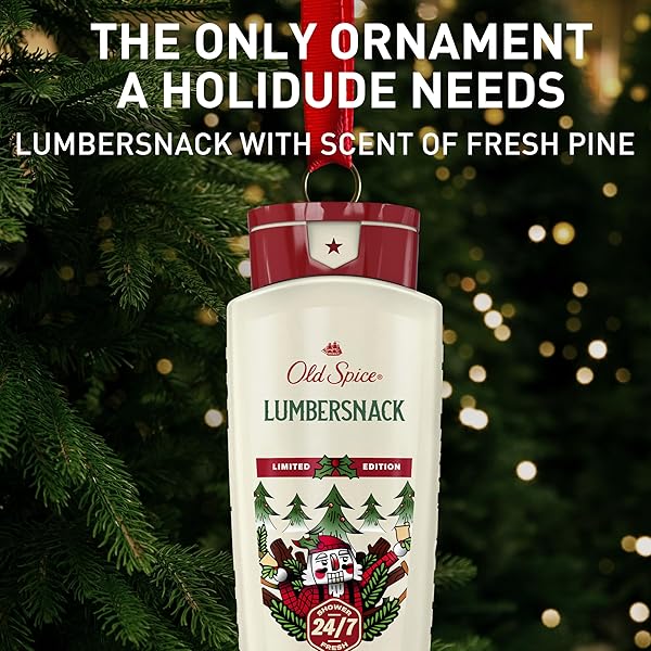 OLD SPICE BODY WASH FOR MEN, HOLIDUDES HOLIDAY EDITION, 24/7 HOLIDAY FRESHNESS, LASTING SCENT AND RICH LATHER, STOCKING STUFFER, LUMBERSNACK WITH FRESH PINE SCENT, 16 OZ