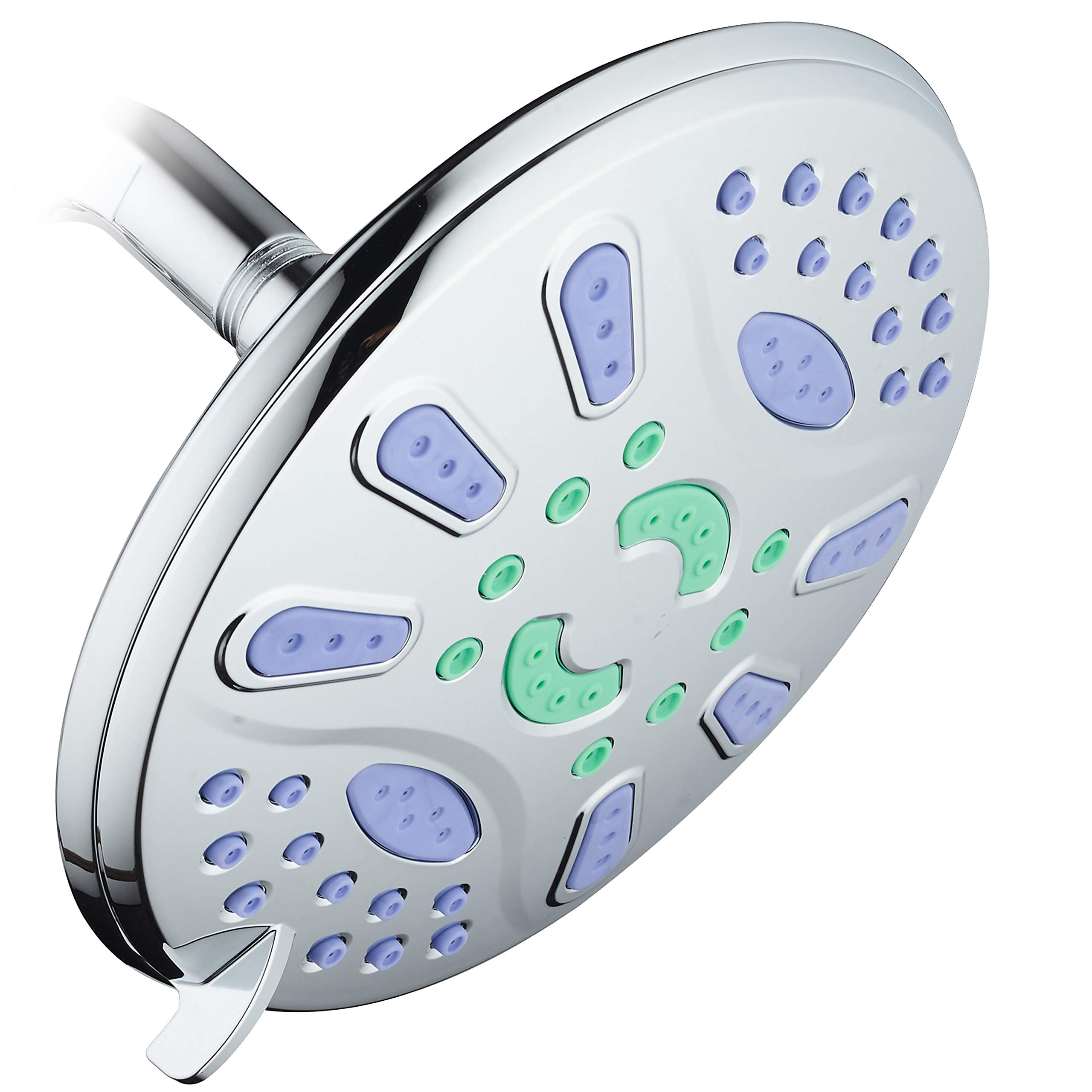 AquaStar Elite High-Pressure 7" Giant 6-Setting Luxury Spa Rain Shower Head with Microban Antimicrobial Anti-Clog Jets for More Power & Less Cleaning! / Solid Brass Ball Join/All Chrome Finish