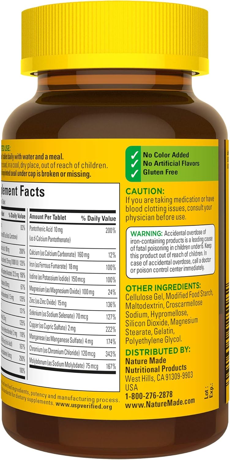 Nature Made Multivitamin Complete Tablets with Vitamin D3 and Iron, 130 Count (Packaging May Vary): Health & Personal Care