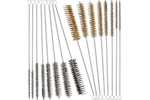 16pcs Brass & Stainless Steel Wire Tube Brush Set, 30.5cm/12in Copper Long Bore Cleaner for Deep Cleaning Engine Parts Pipes 