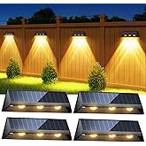 LETMY 3X Bigger & Brighter Solar Fence Lights Outdoor, IP67 Waterproof Fence Solar Lights Outdoor, 2 Modes Auto On/Off LED Deck Lighting Decor for Wall Outside Yard Step Railing Porch Pool, 4 Pack