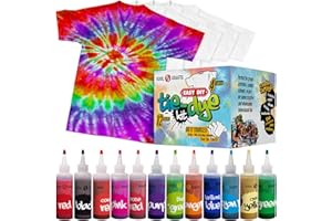 KOOL KRAFTS Tie Dye Kit, All-Inclusive with 12 Vibrant Colors, + 4 White T-Shirts - Perfect for Kids & Adults - Fun Tie Dye Party Supplies, Tie Dye Kits for Children Age 8-12, Tie Dye Kit.