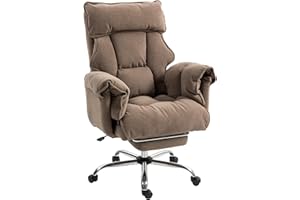 HOMCOM Executive Office Chair with Footrest, Reclining Swivel Computer Desk Chair with High Back, Double-Layer Padding, Headr