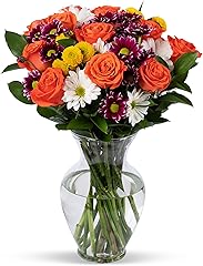 Benchmark Bouquets - Life is Good Orange (Glass Vase Included) - Fresh Flowers for Delivery - Gift for Graduation, Birthday, 