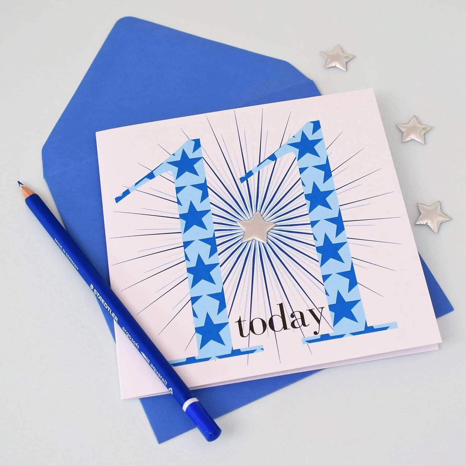 Claire Giles Greeting Cards, Happy 11th Birthday Card, Age 11 Boy Birthday Greeting Card, Embellished with a shiny padded star - Image 5
