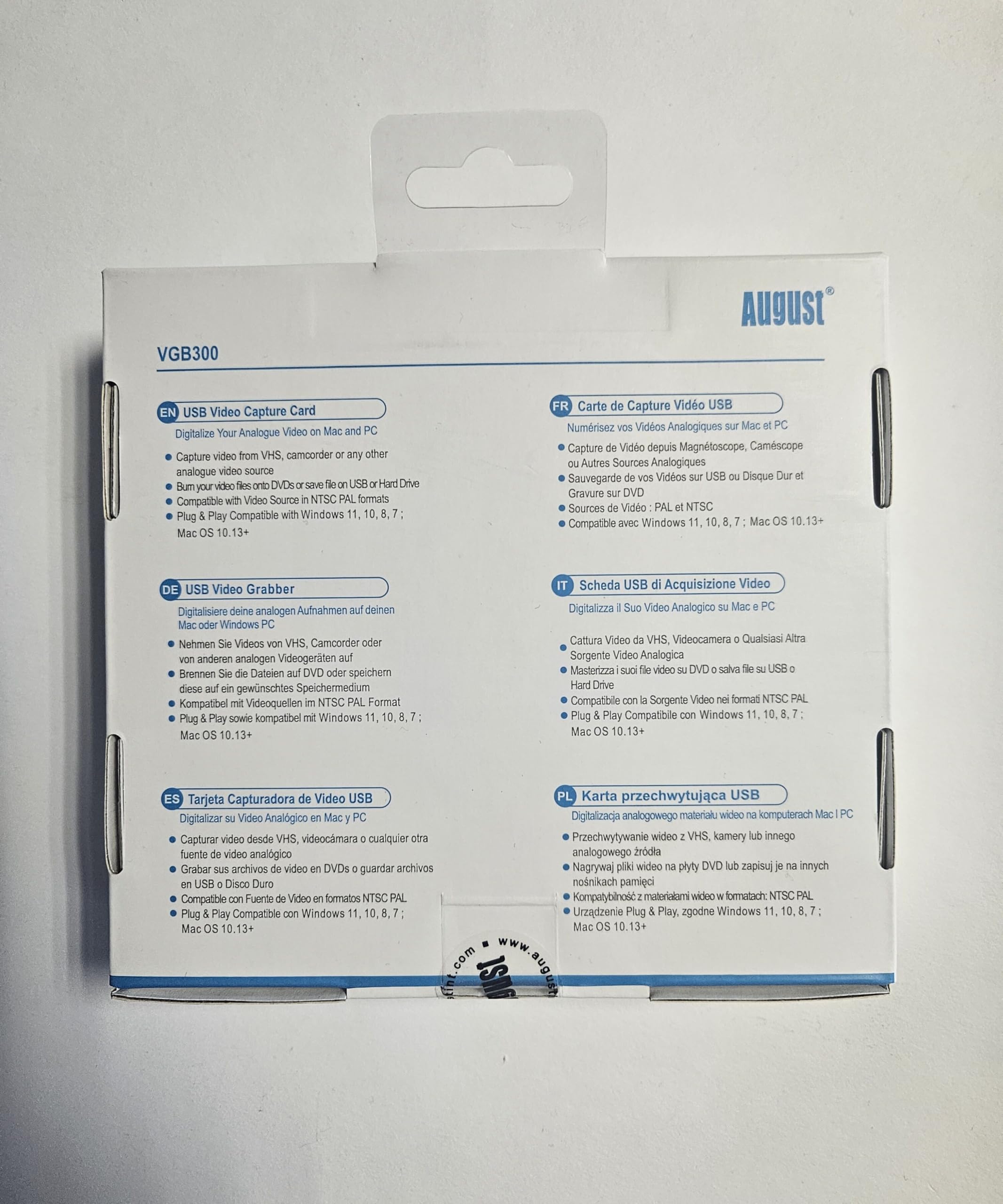 August External USB Video Capture Card VGB300 - Transfer VHS Home Videos to Mac OS and PC Windows - S-Video and Composite in