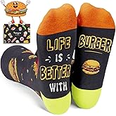 HAPPYPOP Food Lover Gifts for Women - Boba Ice Cream Socks, Burger Popcorn Gifts for Men