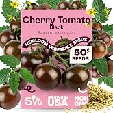 SVI 50 Black Cherry Tomato Seeds (Solanum Lycoperscium) - Black Cherry Tomatoes Seed Packets, Sweet Heirloom Tomato on Vine - Non GMO Vegetable Seeds for Outdoor &amp; Indoor Garden, Containers