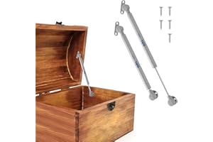 2 Pack Soft Close Toy Box Hinges for Heavy Curved, Round, Arched and Flat Lids - HBL' 150N Gas Strut Spring Hinges Safety Hin