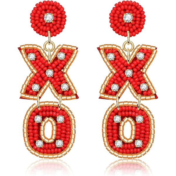 Valentines Day Earrings For Women - Red Pink Heart Dangle Earrings With Rhinestones | Romantic Gift For Her