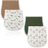 Hahafelt 4 Pcs Mallard Duck Baby Burp Cloths 100% Cotton Absorbent & Soft Burping Cloth Large 22'' x 10" Newborn Towel 2-in-1 Baby Spit up Burping Rags Set for Boys Girls Infant Newborn(Solid Color)