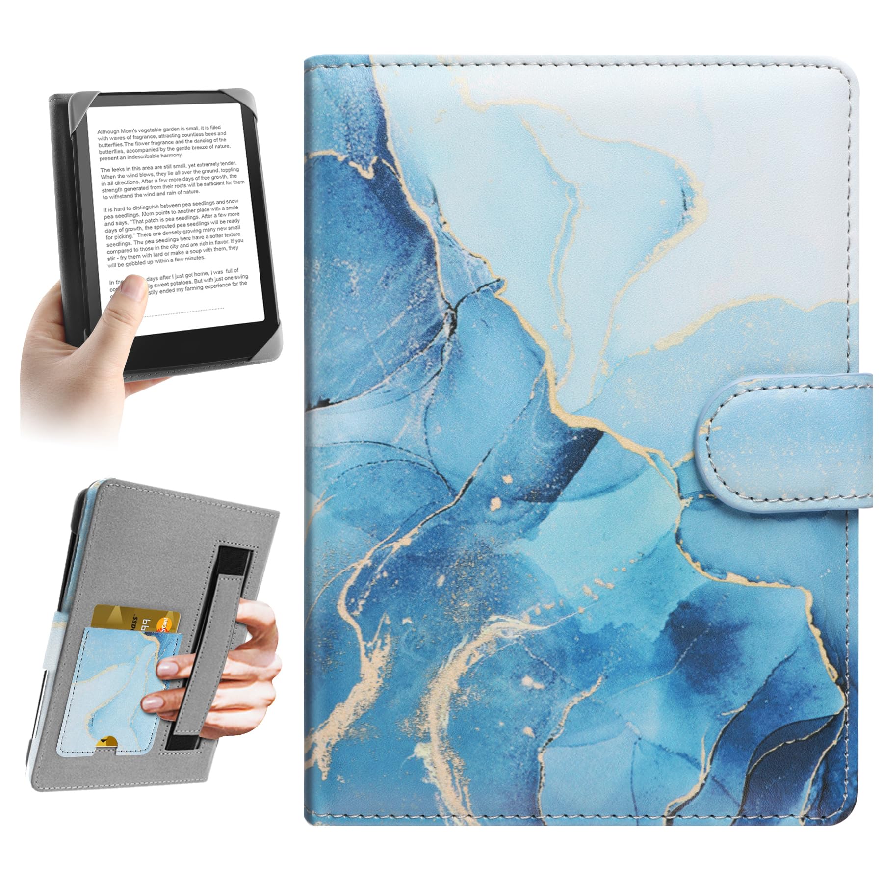 Photo 1 of HoYiXi Universal Case for 7 inch Kindle eReader Compatible with 6.8" Paperwhite/Pocketbook and Tolino/Kobo Clara 2E/Kobo Clara HD,6",6.8" eReader Protective Cover Built-in Pocket,DaliBlue