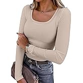 ANRABESS Womens Long Sleeve Shirts Scoop Neck Ribbed Knit Slim Fitted Tops Casual Basic Tee 2025 Fall Fashion Outfits Clothes