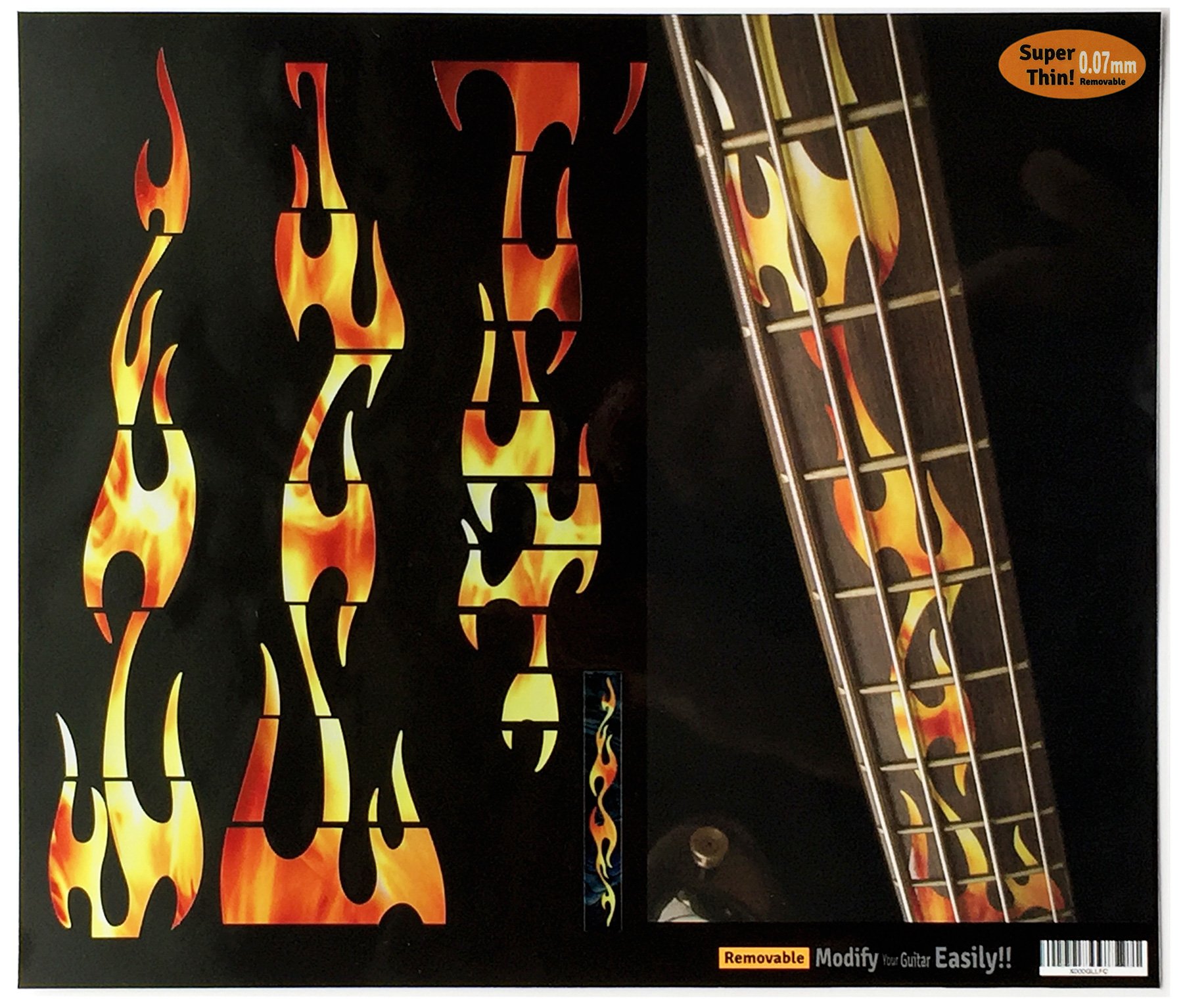 Inlay Sticker Fret Markers for Bass - Fire Flames - Real Fire
