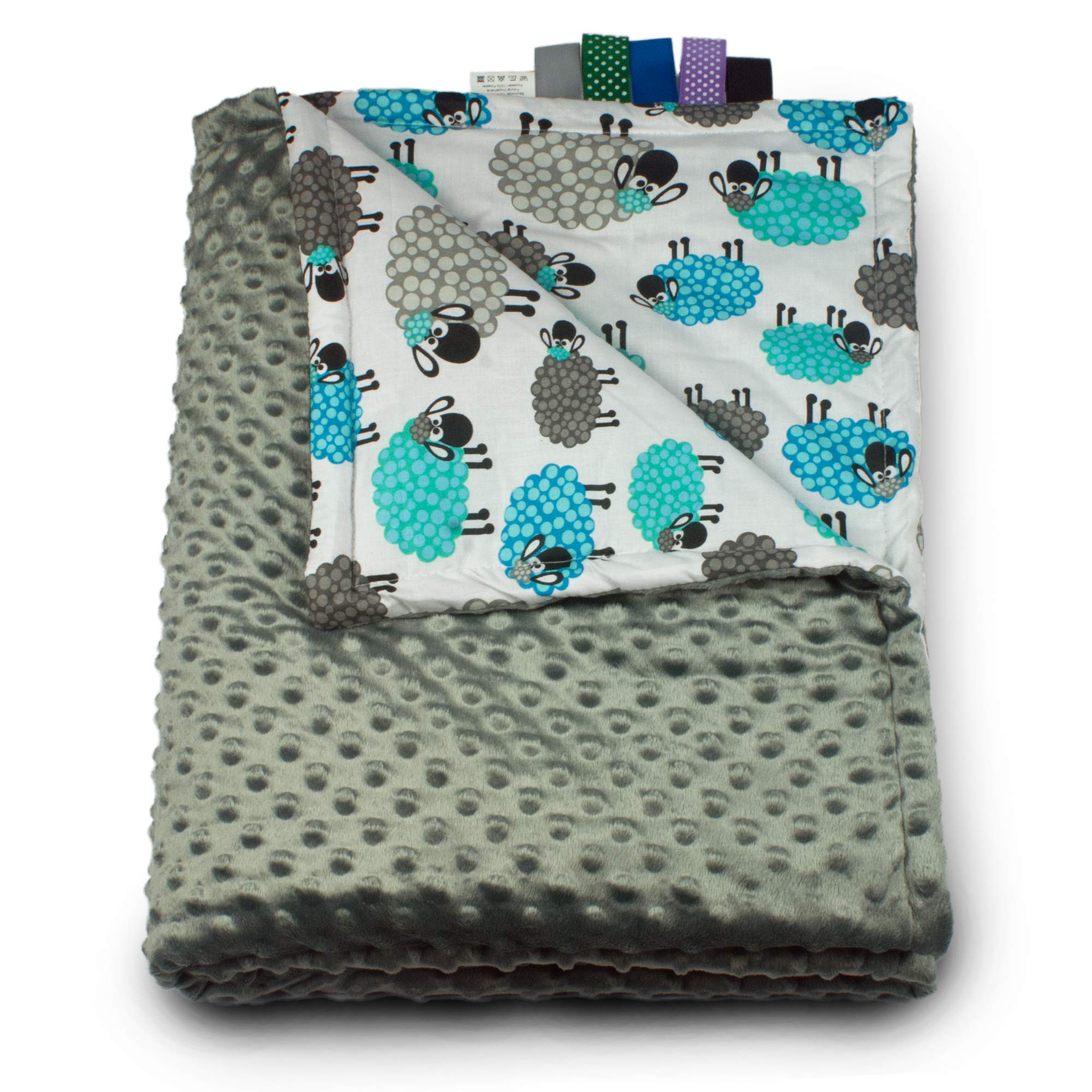 1buy3 Minky Baby Blanket Lined Plush Blanket Crawling Blanket 75 x 100 cm (Grey + Sheep)