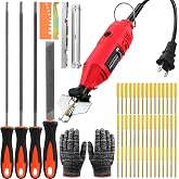 Threlaco Electric Chainsaw Sharpener Kit, 8 Pcs File 45 Diamond Grits | Portable Design with 5/32 3/16 7/32 Inch Files, Diamond Coated for Precision, Includes Gloves, Fits All Chainsaw Models