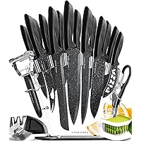 Amazon.com: Home Hero Granite Coated Kitchen Knife Set, Steak Knife Set ...