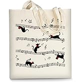 AUSVKAI Canvas Tote Bag Aesthetic for Women, Cute Music Reusable Cloth Cotton Bags for college Shopping Beach Grocery Trendy Gifts