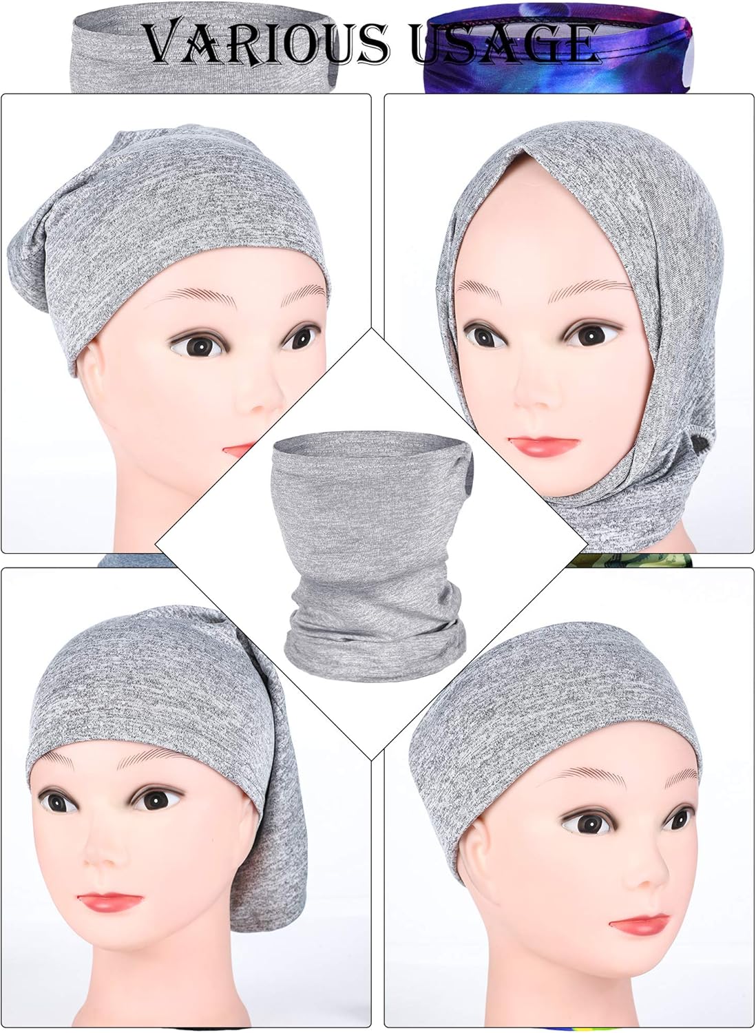 Boao 6 Pieces Kids Summer Neck Gaiter Ice Silk Face Cover Bandanas Non-Slip Balaclava Neck Cover (Solid and Printed Color): Clothing