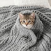 Battilo Chunky Knit Throw Blanket, Soft and Thick Chenille Throw Blanket, 50"x60" Handmade Cable Knit Crochet Blanket, Light Grey Knot Knitted Throw Blankets for Couch Sofa Bed Home Decor, Light Grey