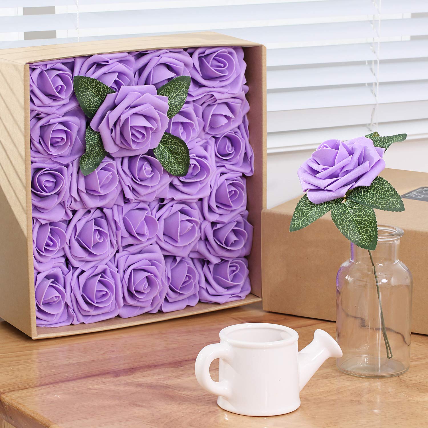 Bunny Lamb Artificial Roses Handcrafted Wedding Flowers for DIY Wedding Centerpieces Bridal Bouquet Flower Arrangement and Church Hotel Restaurant Home Decorations - 50pcs (Floral Lavender)