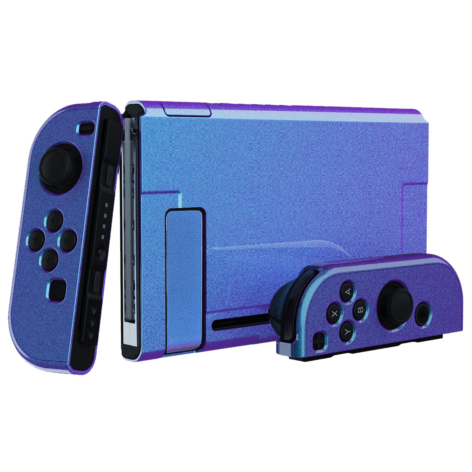 PlayVital Ergonomic Grip Case for Nintendo Switch, Upgraded Protective Hard Case Protector for Switch - Shock-absorbent Anti-Scratch Dockable Durable Cover Game Accessories, Chameleon Purple Blue