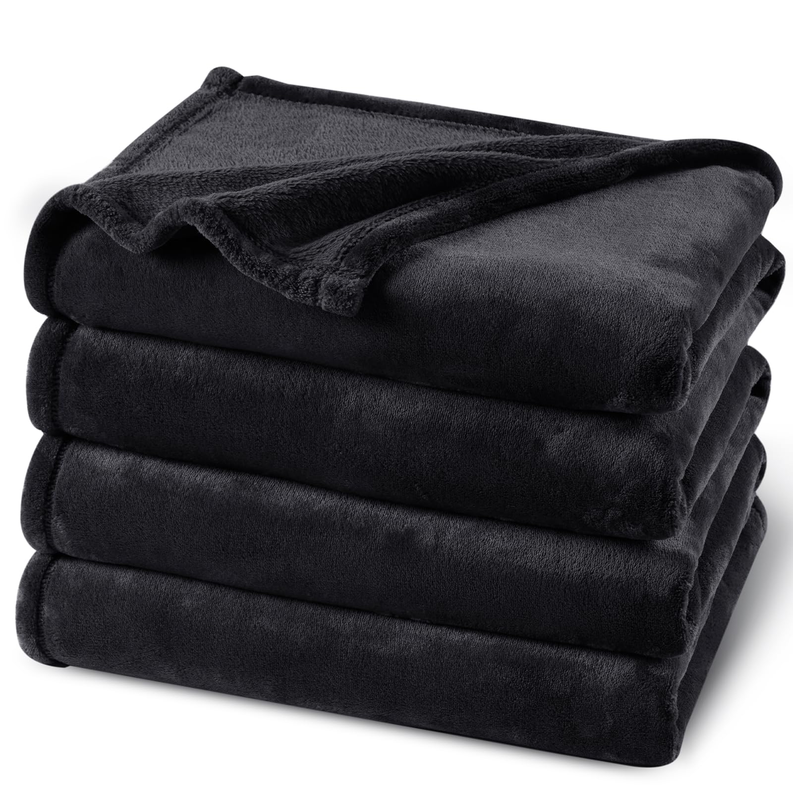 PHF Ultra Soft Fleece Blanket King Size 220x240cm, No Shed No Pilling Luxury Plush Cozy Flannel 280GSM Lightweight Throw Blanket for Bed, Couch, Chair, Sofa Suitable for All Season , Black — image 1