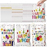 TESKEUP Party Favor Bags for Birthday Goodie Bags with Handles - Bulk Treat Gift Bags for Candy, Cookies, Snacks, Happy Birth