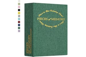 Hiwhy Photo Album for 4x6, Small Album for 50 Photos, Linen Cover Picture Book with Golden Prints, Portable Memory Book for Baby Wedding Traveling, Dark Green