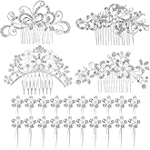 24 Pieces Wedding Hair Comb Rhinestone Hair Pins Bridal Pearl Hair Clips Side Hair Accessories U Shaped Pearl Hair Pins for Brides Bridesmaids