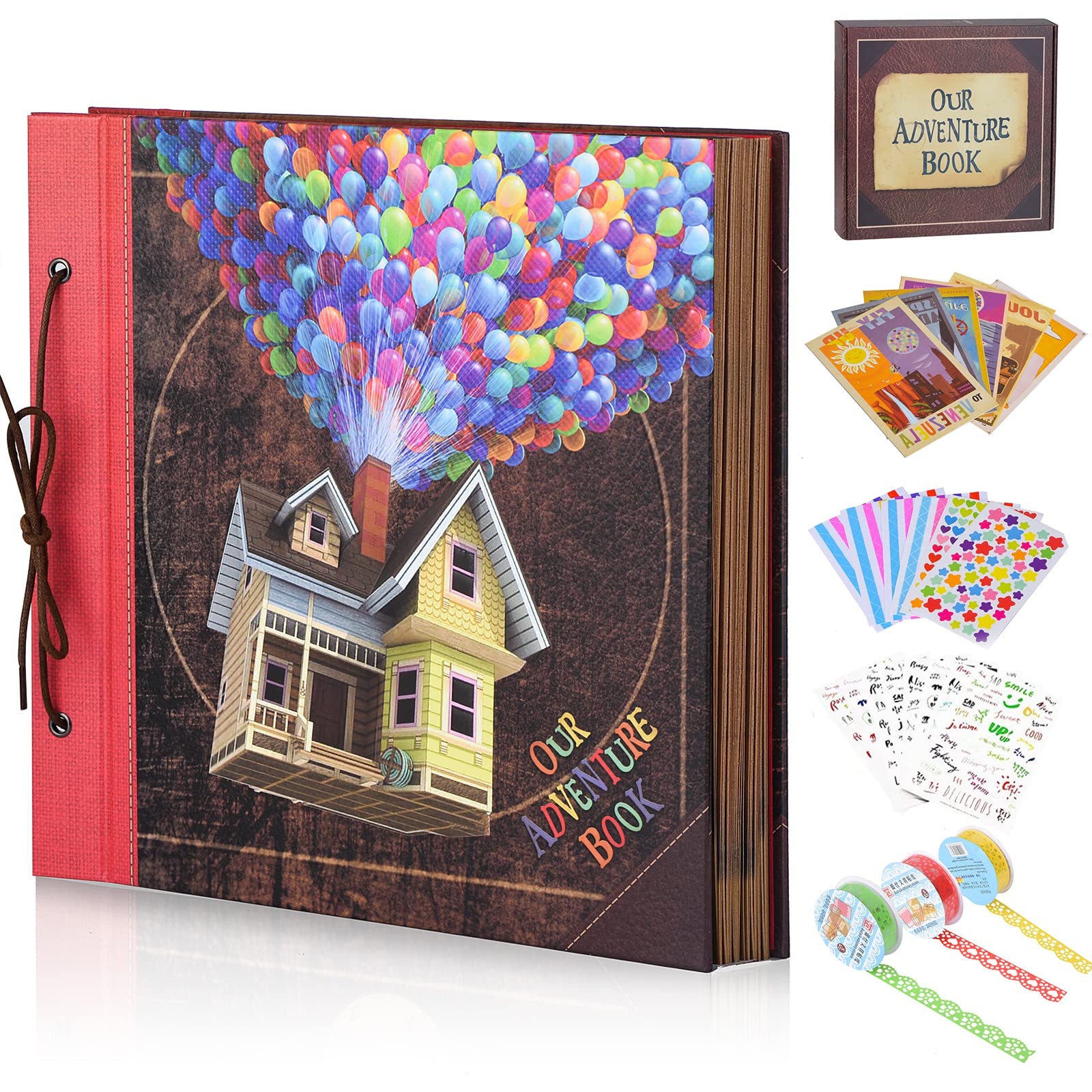 Photo Scrapbook,Our Adventure Book, Movie Up Travel Scrapbook for Anniversary Wedding Holiday Valentines Day Birthday 12 * 12' Balloon