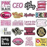 Lyrow 20 Pcs Phrase Iron on Patches Hot Pink Patches for Hats Girls Power Embroidered Sew on Patch for Girls Women Jackets Backpacks Clothing DIY Accessories
