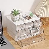 Ykpoqir Desk Organizer Stackable Storage with 6 Drawers Stackable Drawers for Desk Storage, Makeup Storage Accessories, Desktop Accessories with Drawers, White