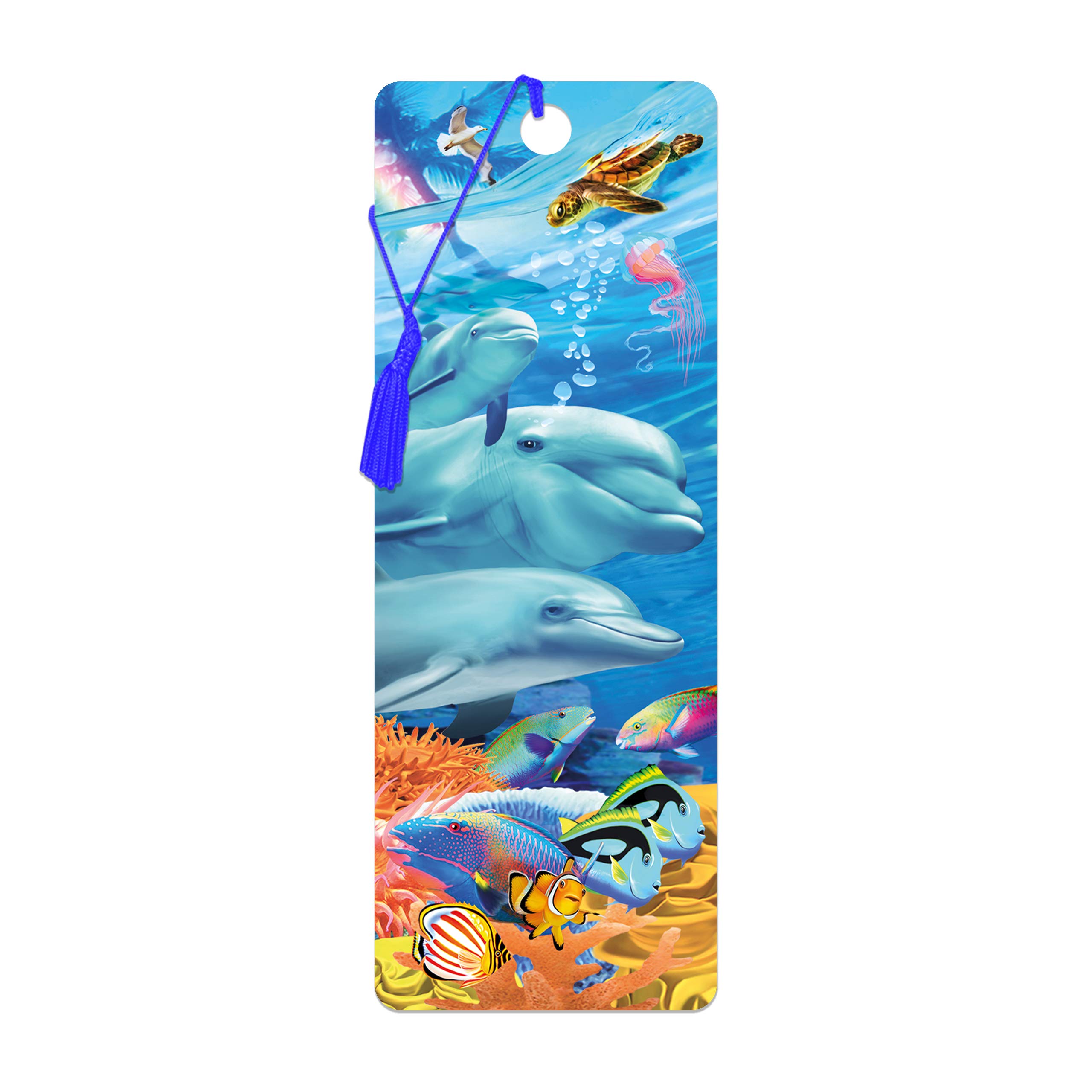 3D LiveLife Bookmark - Dolphin Family from Deluxebase. Cute Lenticular Dolphin Page Marker. Animal Themed Accessories for Book Lovers. Small Gifts for Men, Women, Writers and Teachers. — image 1